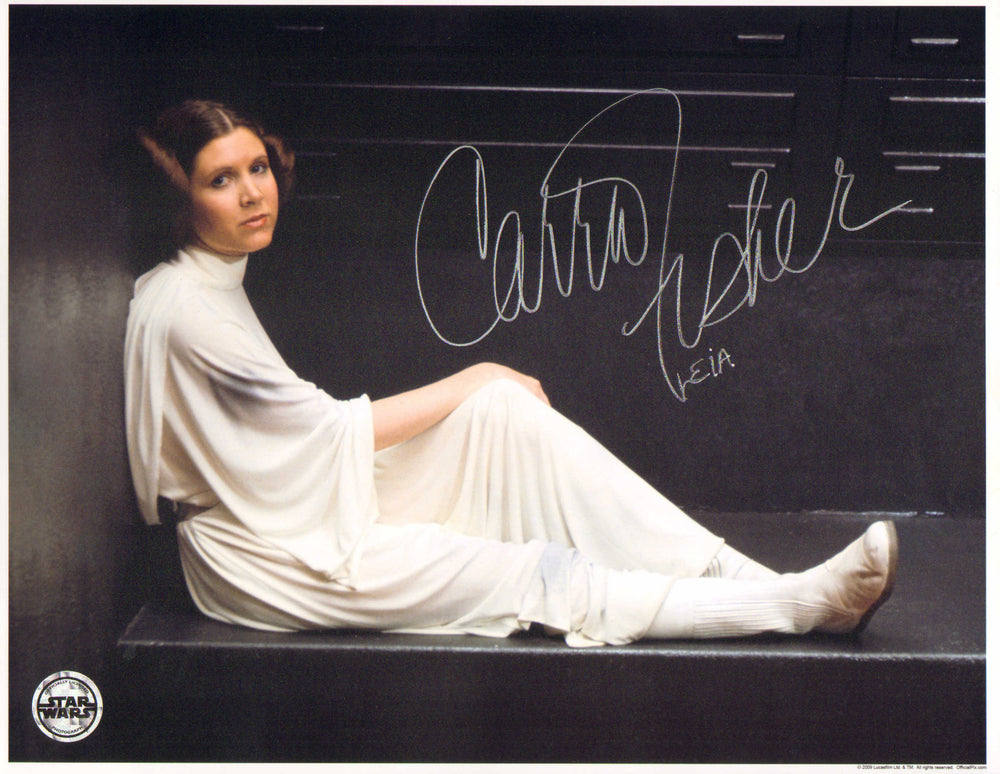 Carrie Fisher as Princess Leia in Star Wars: A New Hope (Official Pix) Signed 11x14 Photo with Rare 'Leia' Character Name