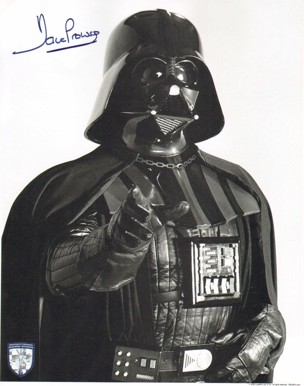 Dave Prowse as Darth Vader in Star Wars: The Empire Strikes Back (Official Pix Lightsaber) Signed 11x14 Photo