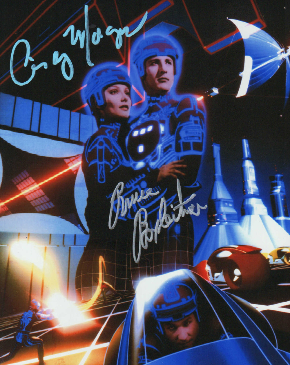 Bruce Boxleitner as Tron/Alan Bradley and Cindy Morgan as Lora Baines/Yori Signed 8x10 Photo