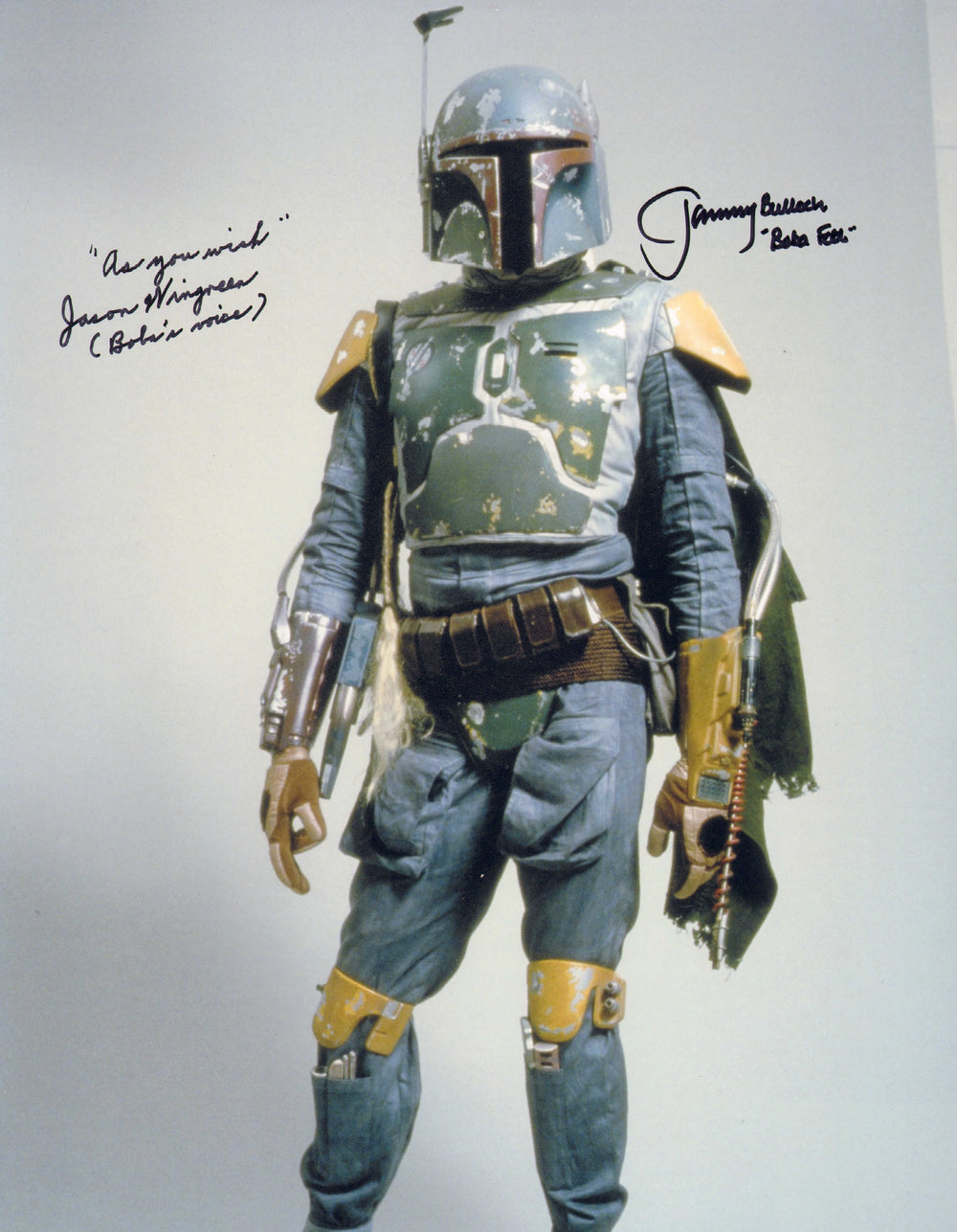 Jeremy Bulloch & Jason Wingreen as Boba Fett in Star Wars: The Empire Strikes Back Signed 11x14 Photo with Character Names & Quote