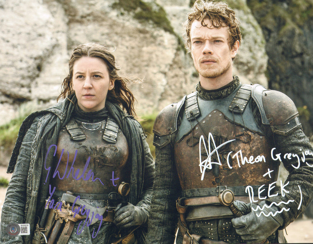 Gemma Whalen as Yara Greyjoy & Alfie Allen as Theon Greyjoy in Game of Thrones (Beckett) Signed 11x14 Photo with Character Names