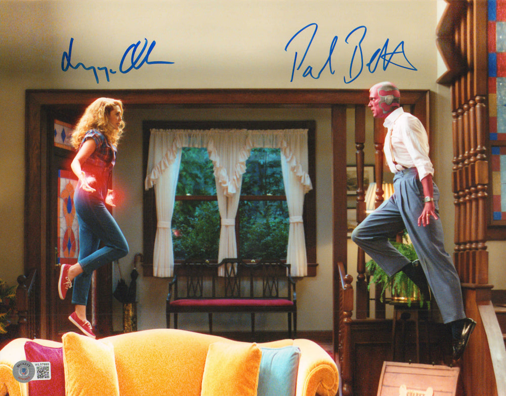 Elizabeth Olsen as Wanda & Paul Bettany as Vision in WandaVision (Beckett) Signed 11x14 Photo