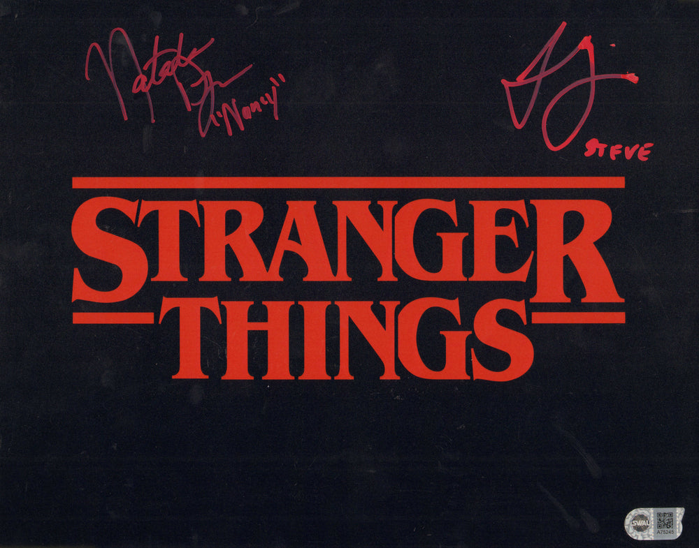 Joe Keery as Steve Harrington & Natalia Dyer as Nancy Wheeler in Stranger Things (SWAU) Signed 11x14 Photo with Character Names