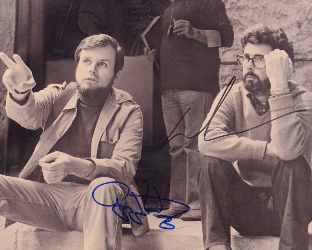 George Lucas Creator / Director of Star Wars with Producer Gary Kurtz Behind the Scenes of Star Wars Signed 8x10 Photo