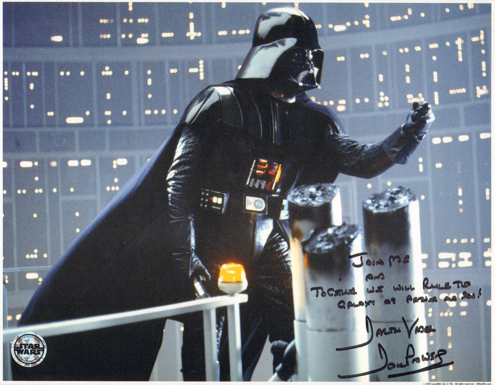 Dave Prowse as Darth Vader in Star Wars: The Empire Strikes Back (Official Pix) Signed 11x14 Photo with Character Name & Quote