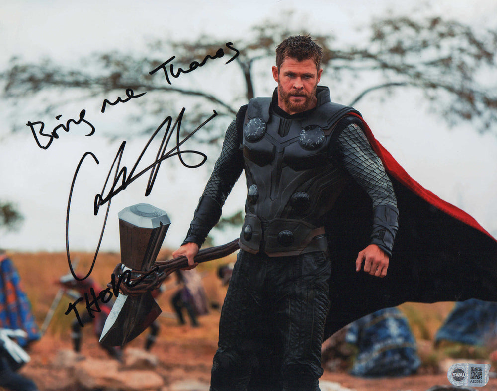 Chris Hemsworth as Thor in Avengers: Infinity War (SWAU) Signed 11x14 Photo with 'Bring Me Thanos' Quote