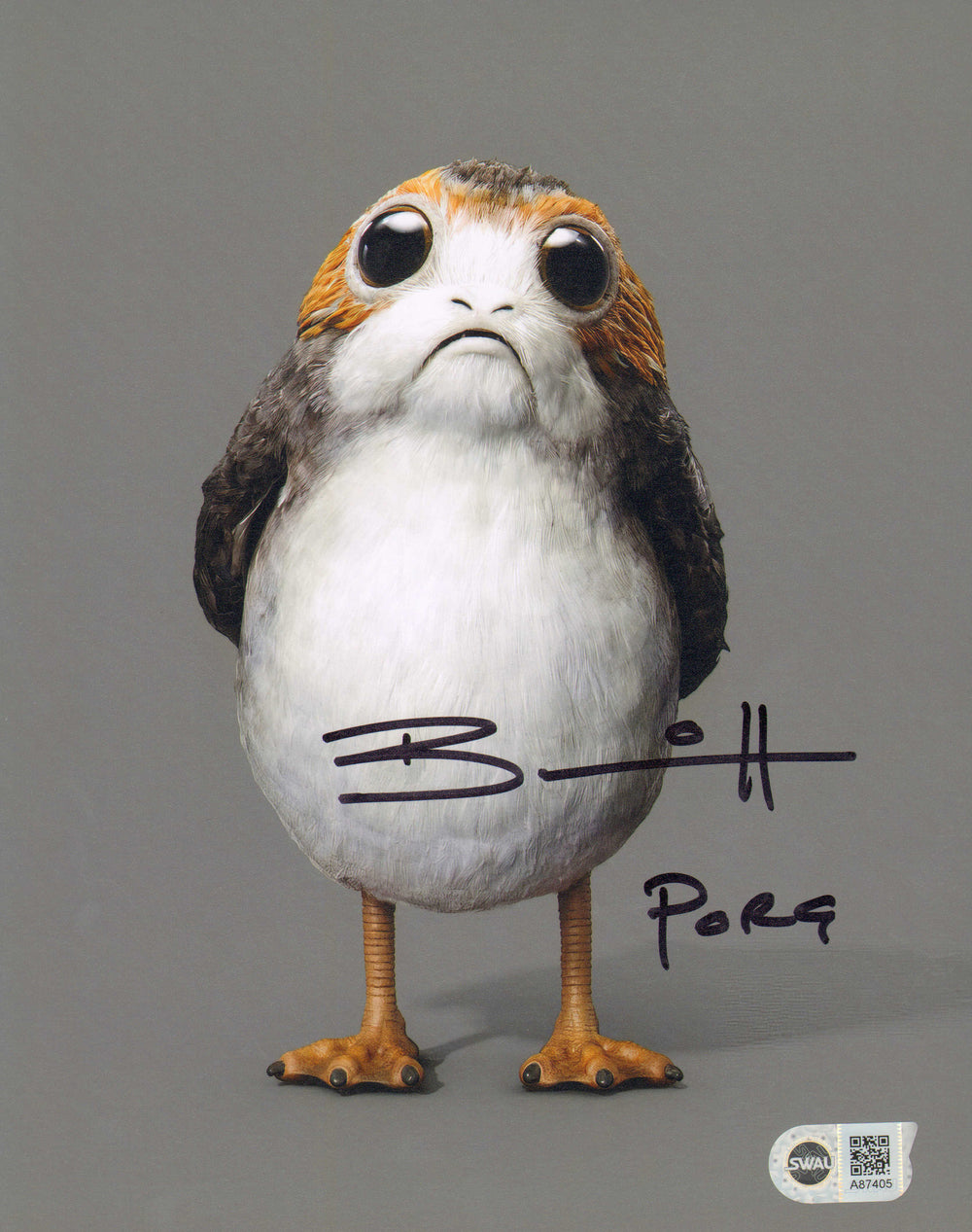 Brian Herring as a Porg in Star Wars: The Last Jedi (SWAU) Signed 8x10 Photo with Character Name