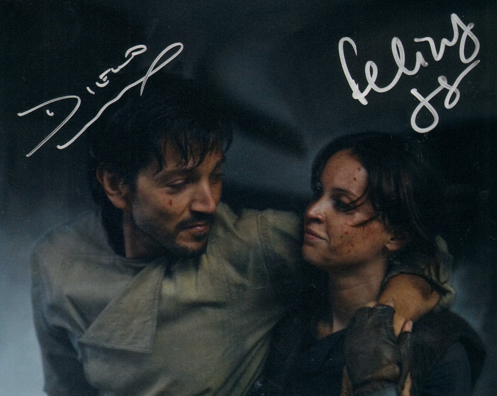 Felicity Jones as Jyn Erso & Diego Luna as Cassian Andor in Rogue One: A Star Wars Story Signed 8x10 Photo
