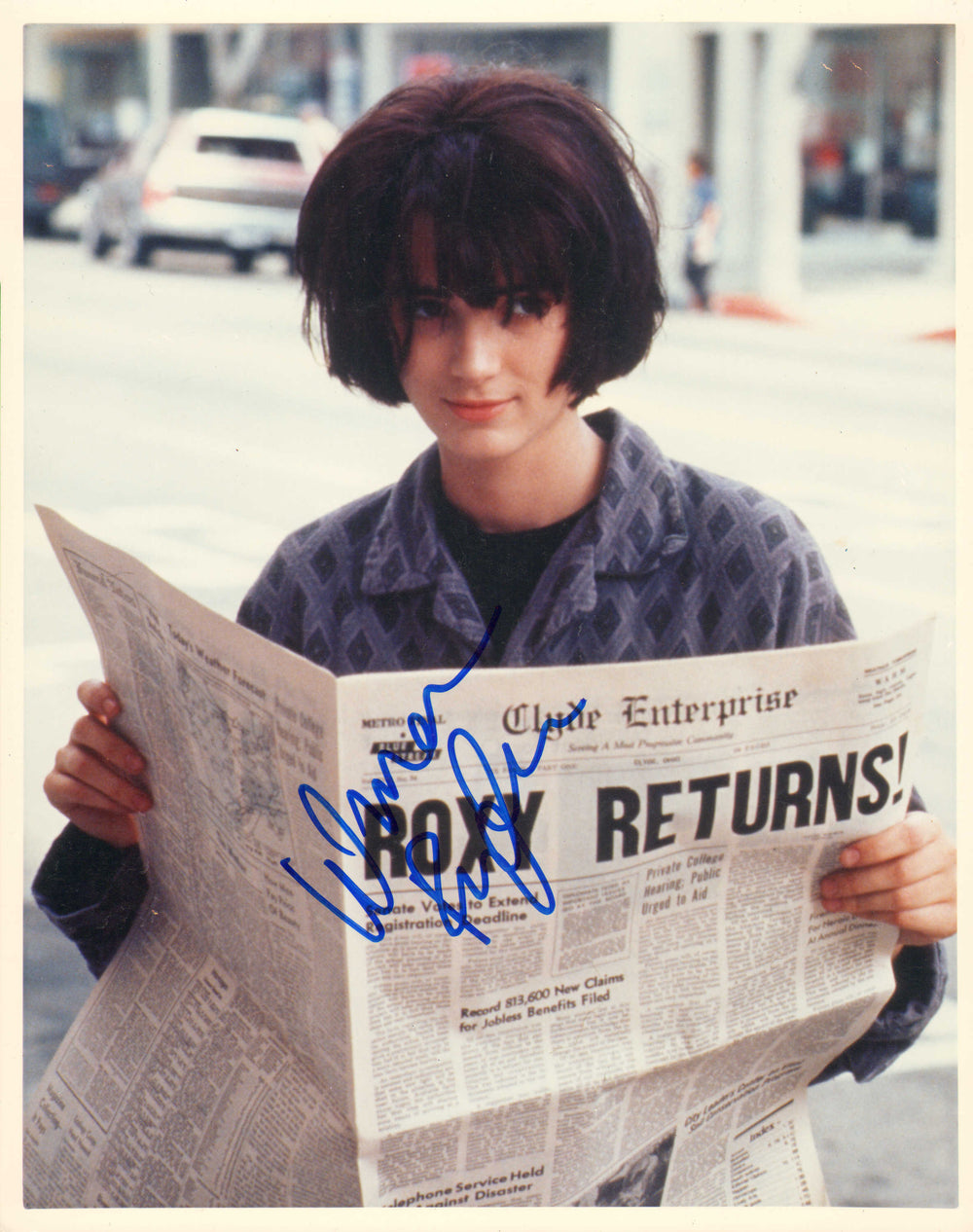 Winona Ryder from Beetlejuice, Heathers, Stranger Things, & Edward Scissorhands (Beckett) Signed 8x10 Photo