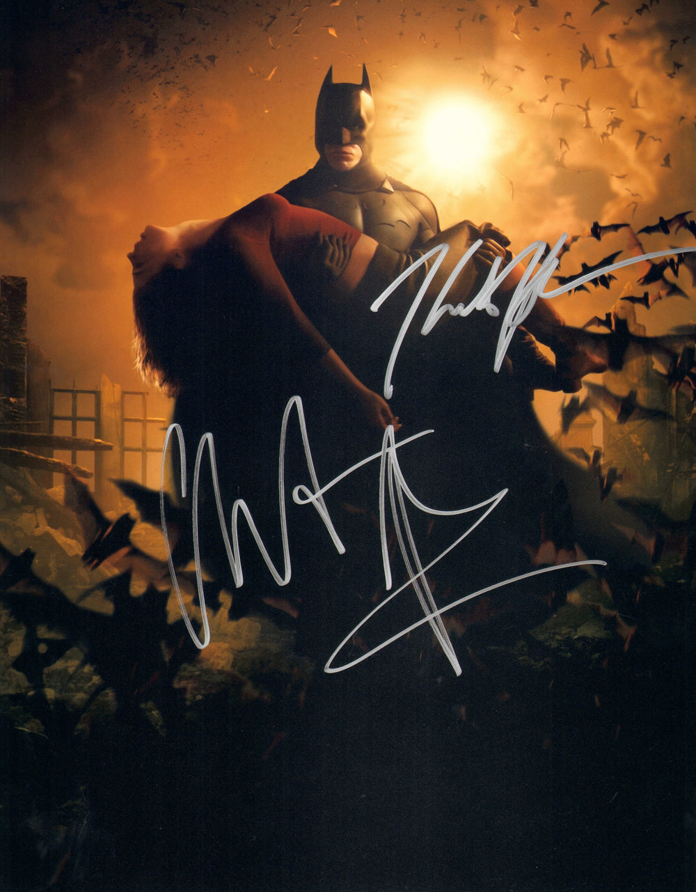 Christian Bale as Batman & Katie Holmes as Rachel Dawes in Batman Begins Signed 11x14 Photo