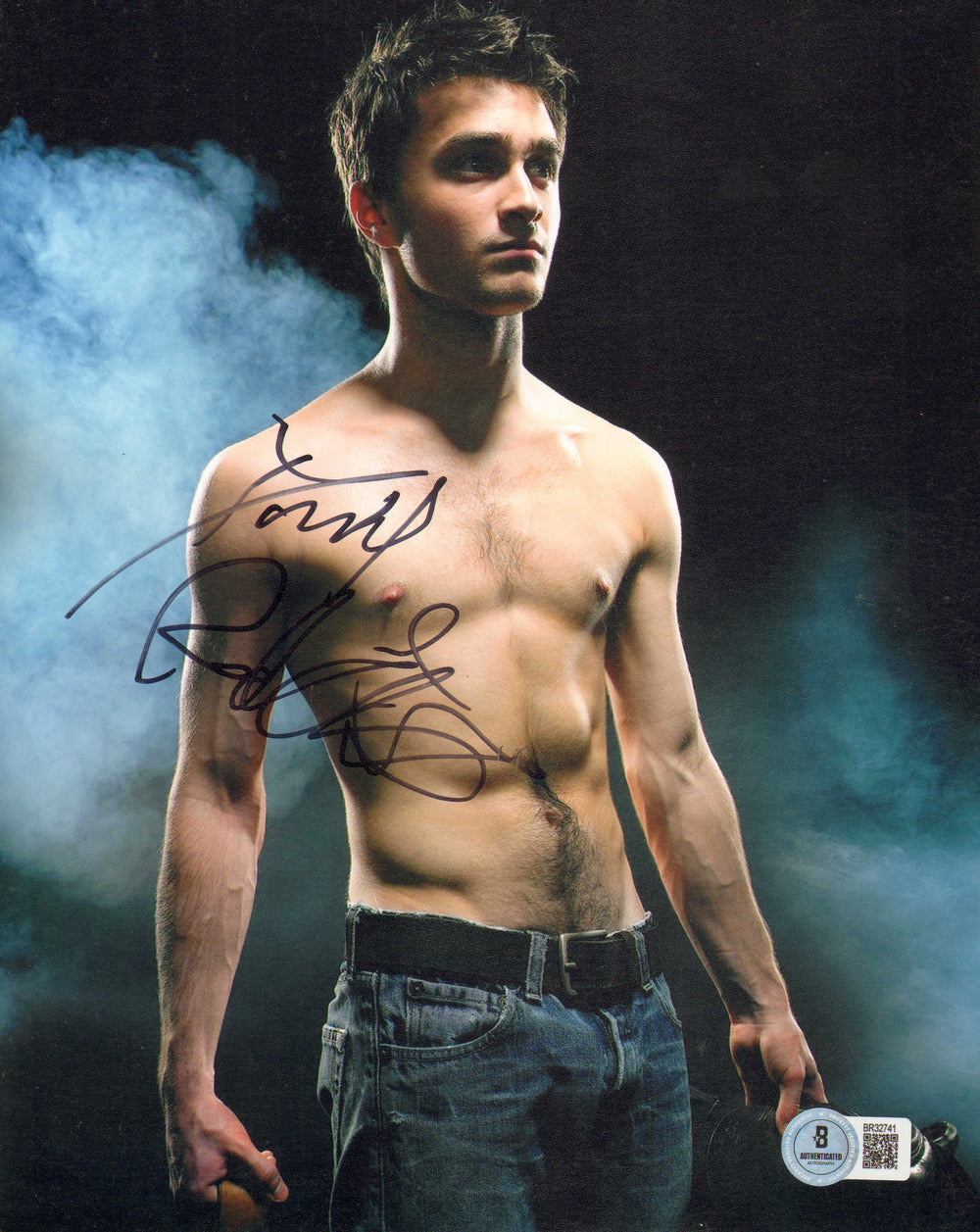 Daniel Radcliffe from Harry Potter, Swiss Army Man, Horns, & Guns Akimbo Sexy (Beckett) Signed 8x10 Photo