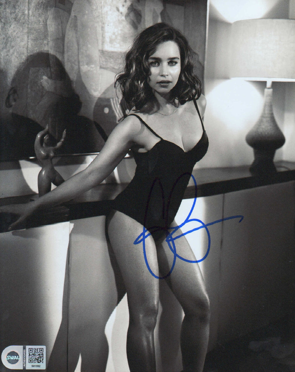 Emilia Clarke Daenerys Targaryen from Game of Thrones Sexy Lingerie (SWAU) Signed 8x10 Photo