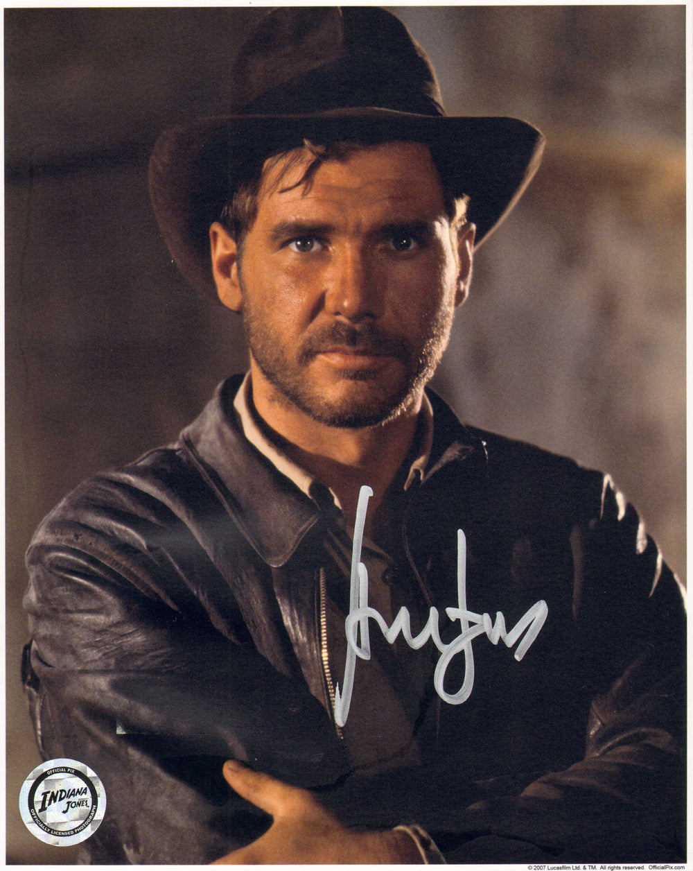 Harrison Ford as Indiana Jones in Indiana Jones and the Raiders of the Lost Ark (Official Pix / Beckett) Signed 8x10 Photo