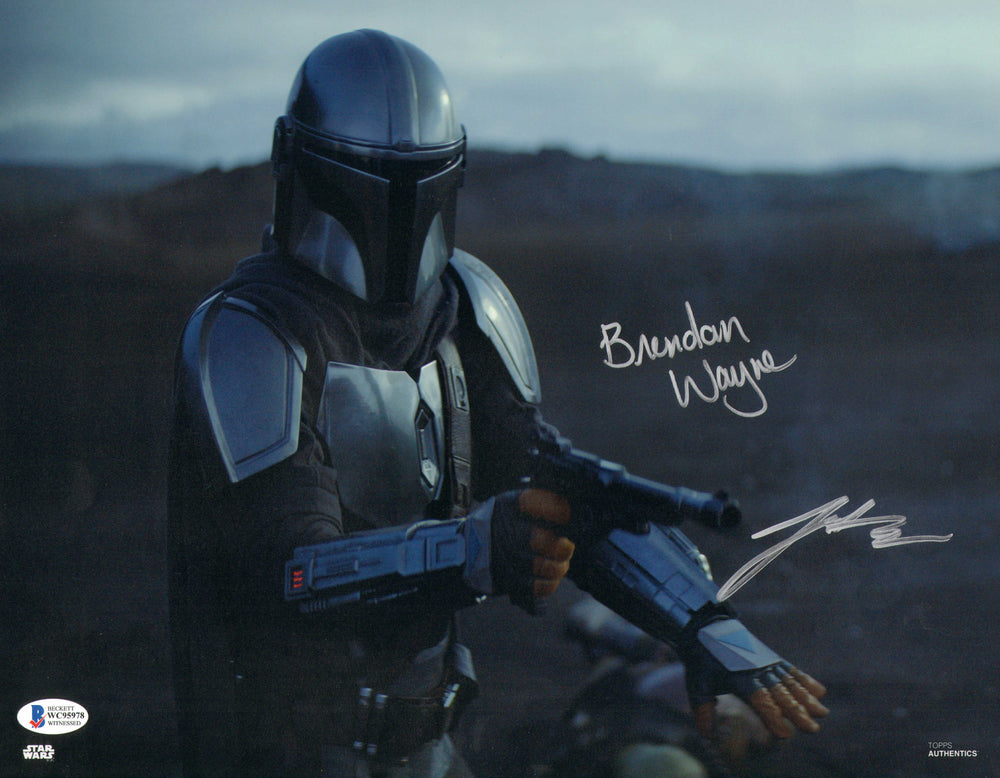 Brendan Wayne & Lateef Crowder as the Mandalorian in Star Wars: The Mandalorian (Beckett) Signed 11x14 Photo