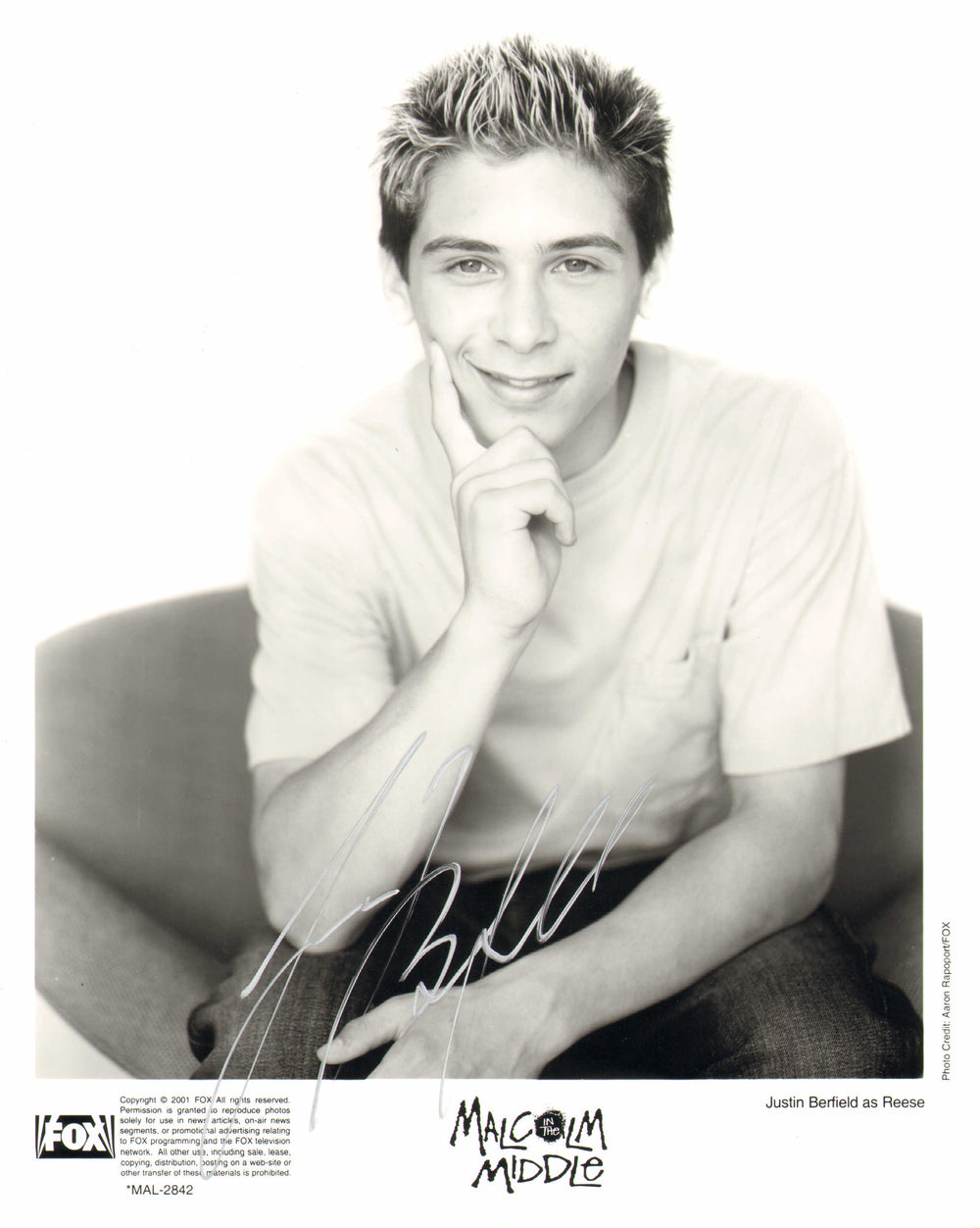 Justin Berfield as Reese in Malcolm in the Middle Signed 8x10 Photo