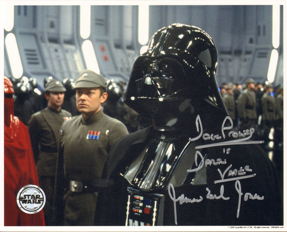 James Earl Jones & Dave Prowse as Darth Vader in Star Wars: Return of the Jedi (Official Pix) Signed 8x10 Photo with Character Name