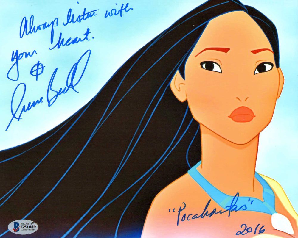 Irene Bedard as Pocahontas in Disney's Pocahontas (Beckett) Signed 8x10 Photo with Character Name
