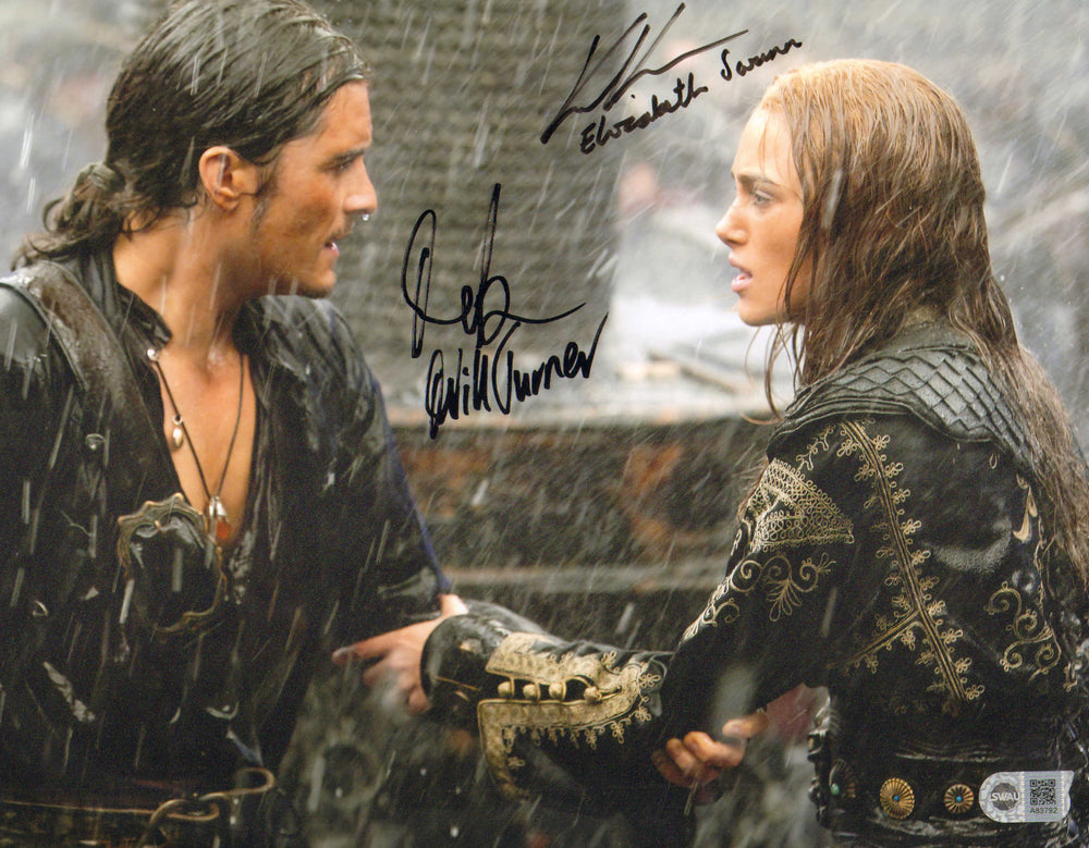 Keira Knightley as Elizabeth Swann & Orlando Bloom as Will Turner in Pirates of the Caribbean: At World's End (SWAU) Signed 11x14 Photo