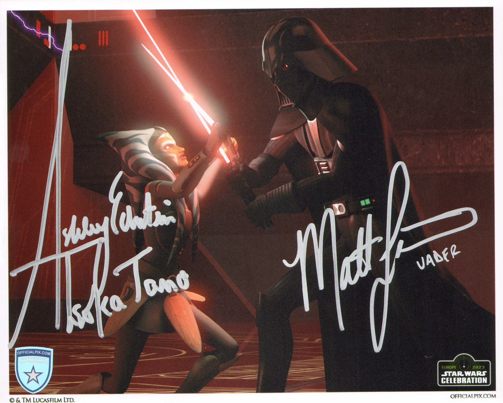 Ashley Eckstein as Ahsoka Tano & Matt Lanter as Darth Vader in Star Wars: The Clone Wars (Official Pix Celebration) Signed 8x10 Photo with Character Names