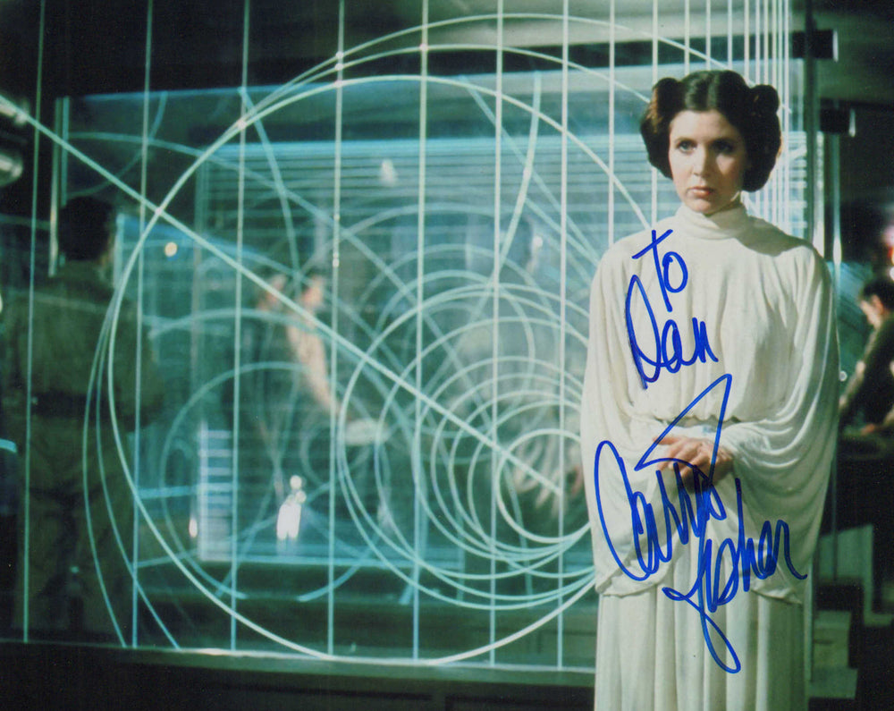 Carrie Fisher as Princess Leia in Star Wars: A New Hope Signed 8x10 Photo