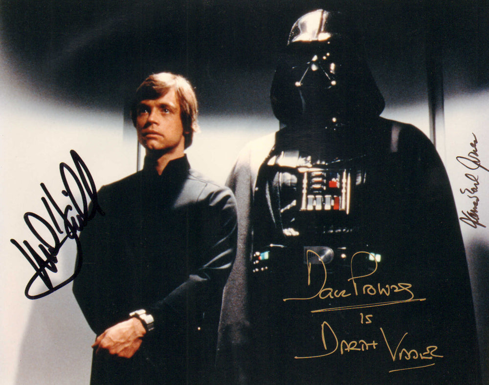 Mark Hamill as Luke Skywalker with James Earl Jones & Dave Prowse as Darth Vader in Star Wars: Return of the Jedi Signed 8x10 Photo