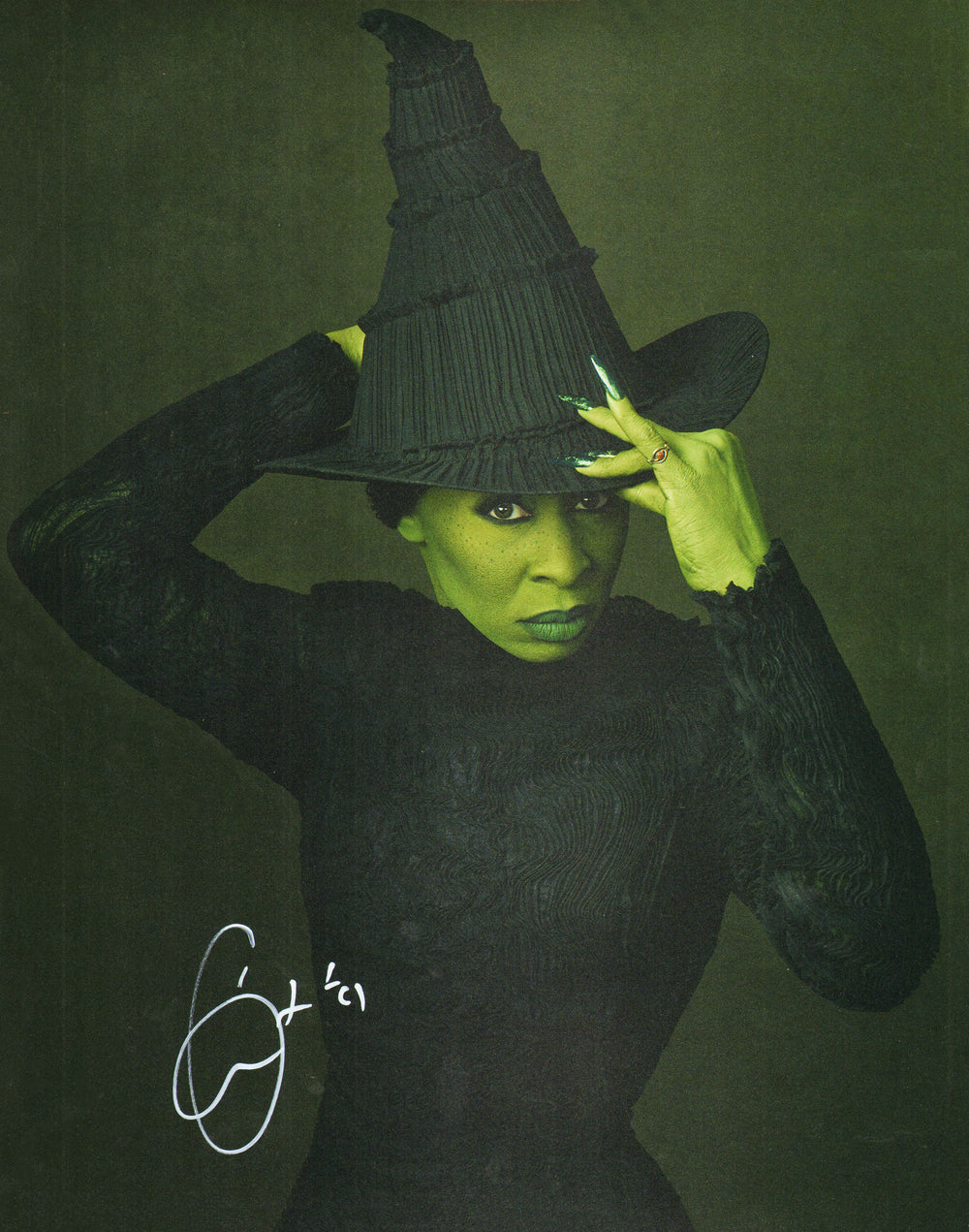 Cynthia Erivo as Elphaba Thropp in Wicked Signed 11x14 Photo