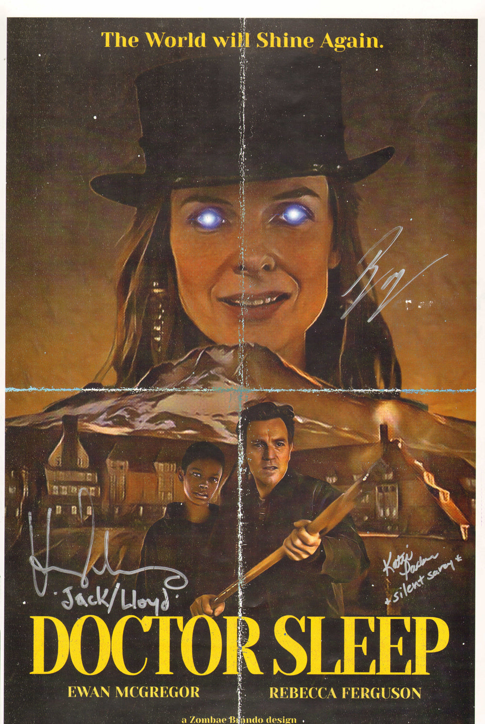 Ewan McGregor as Dan Torrance, Katie Parker as Silent Sarey, & Henry Thomas as Jack/Lloyd in Doctor Sleep (SWAU) Signed 11x17 Mini Poster with Character Names