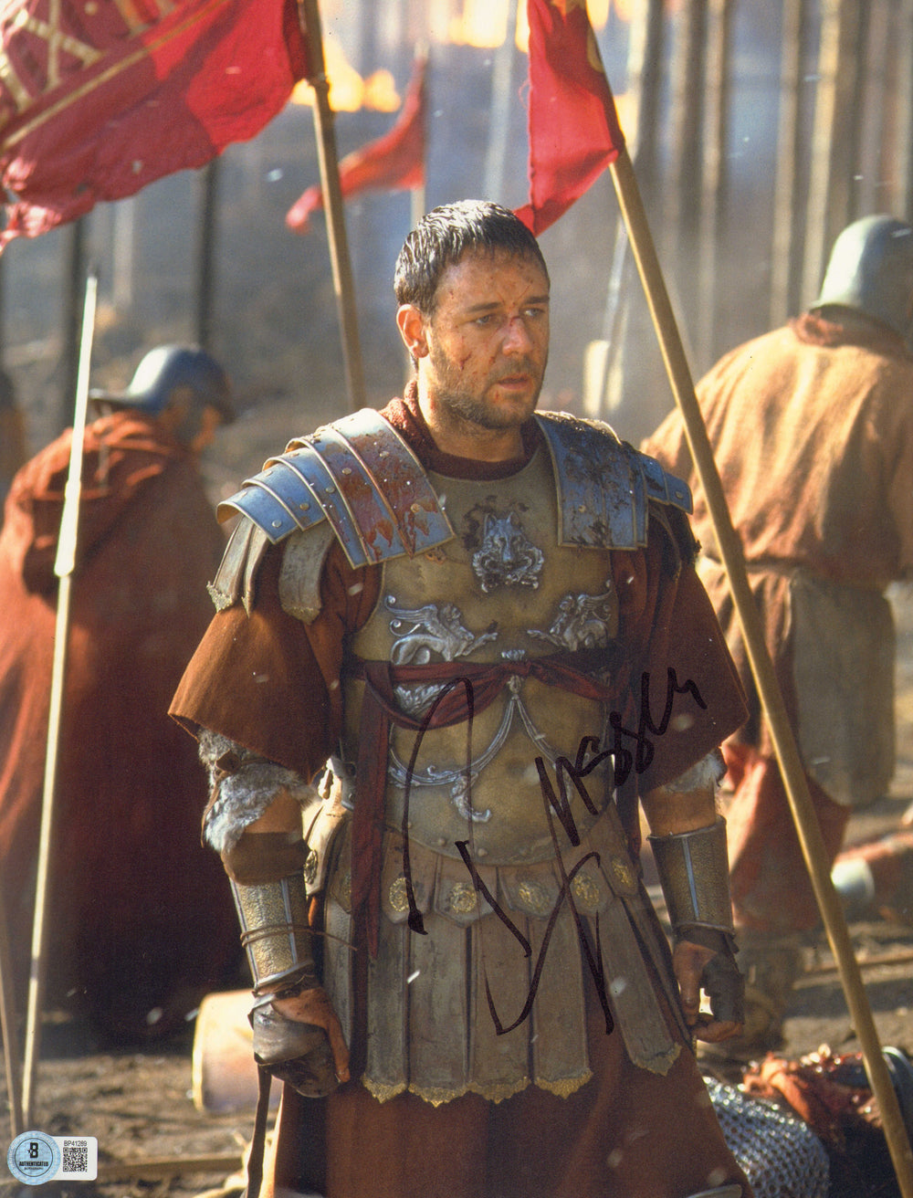 Russell Crowe as Maximus Decimus Meridius in Ridley Scott's Gladiator (Beckett) Signed 11x14 Photo