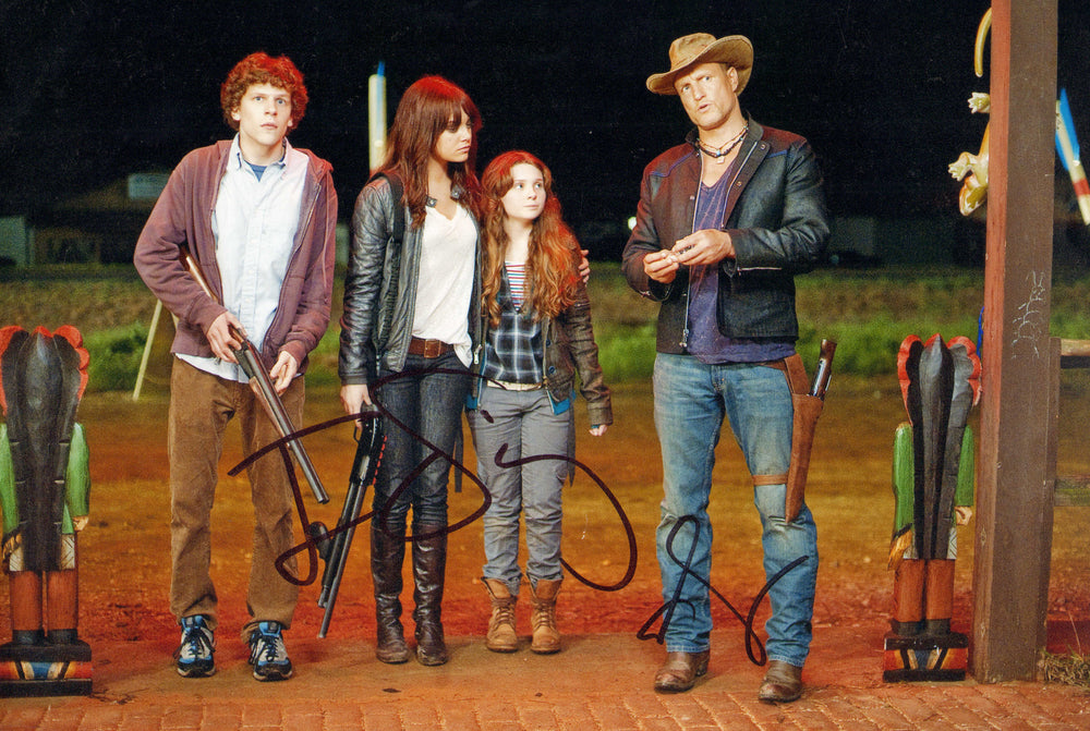 Jesse Eisenberg as Columbus & Woody Harrelson as Talahassee in Zombieland Signed 8x11 Photo