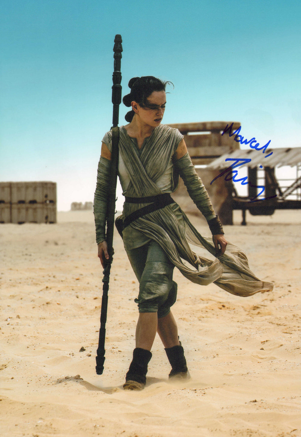Daisy Ridley as Rey in Star Wars: The Force Awakens Signed 8x12 Photo