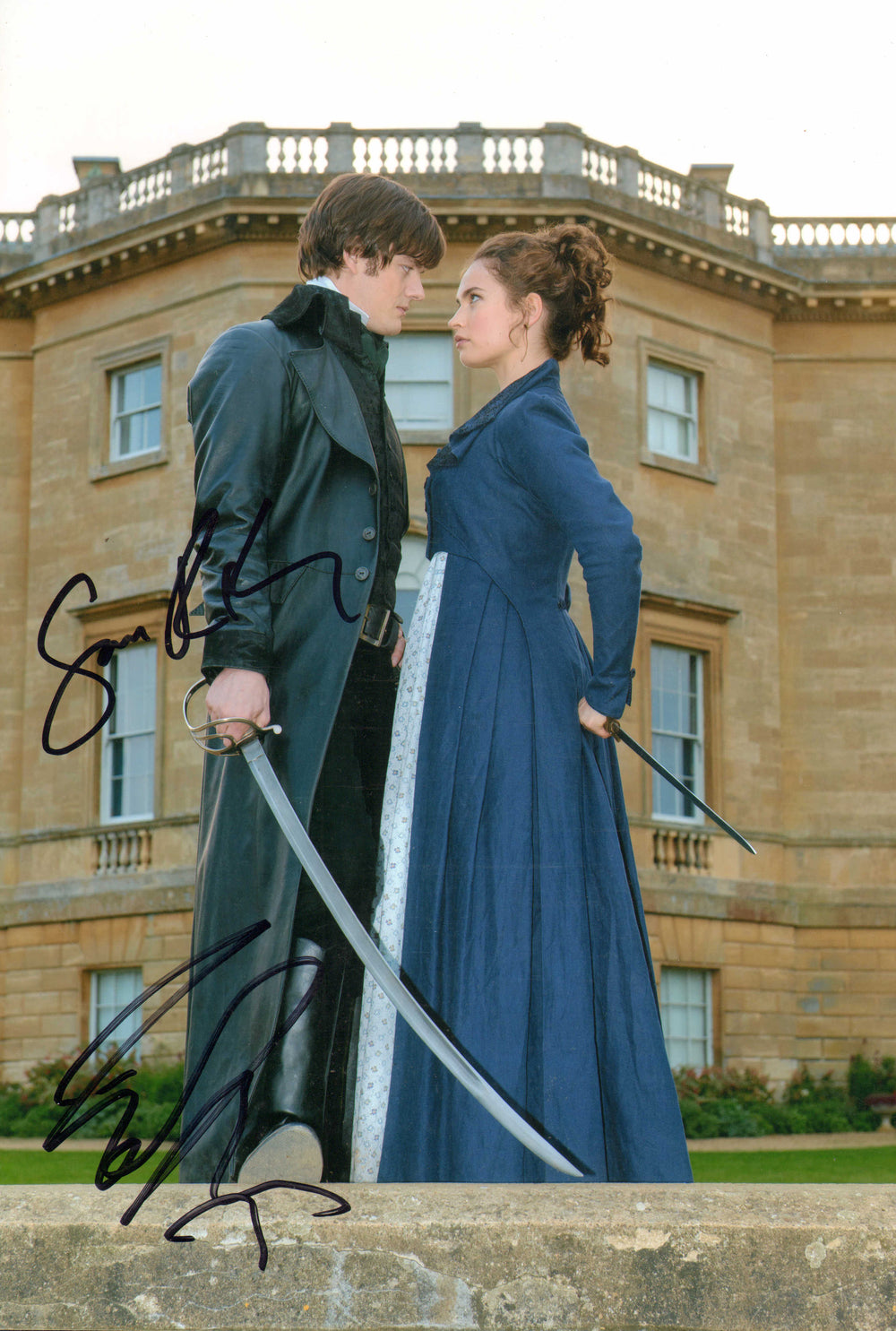 Lily James as Elizabeth Bennet & Sam Riley as Mr. Darcy in Pride & Prejudice & Zombies Signed 8x12 Photo