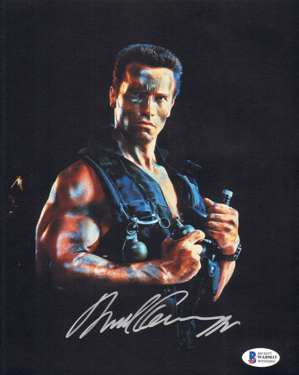 Arnold Schwarzenegger as John Matrix in Commando (Beckett Witnessed) Signed 8x10 Photo