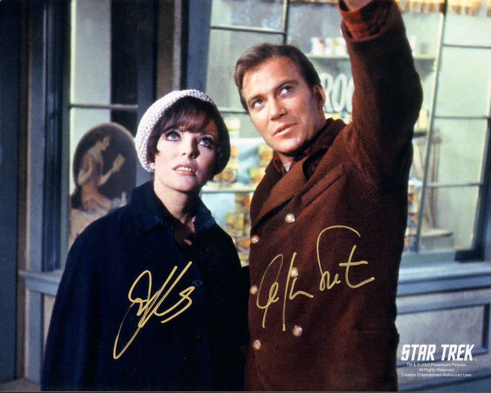 William Shatner as Captain Kirk & Joan Collins as Edith Keeler in Star Trek: The Original Series Signed 8x10 Photo