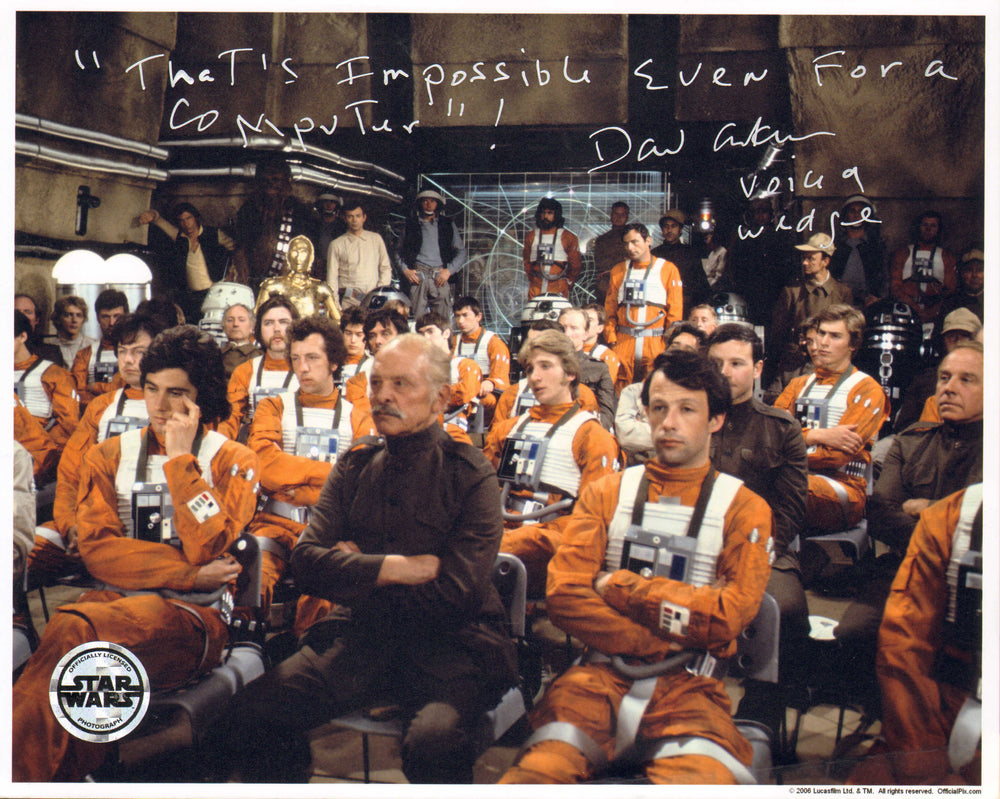 Denis Lawson as Wedge Antilles in Star Wars: A New Hope (Official Pix) Signed 8x10 Photo with Character Name & Quote