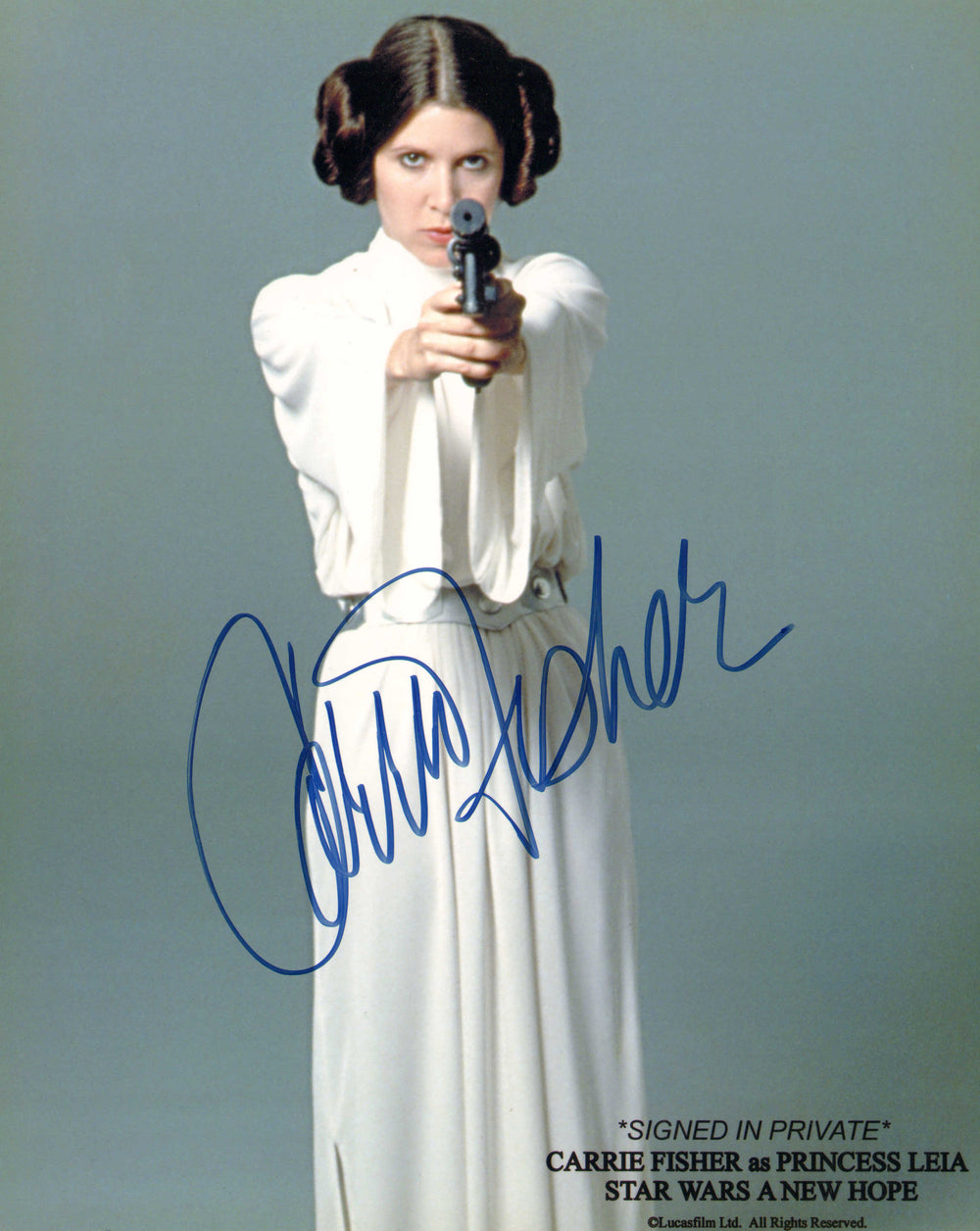 Carrie Fisher as Princess Leia in Star Wars: A New Hope Signed 8x10 Photo