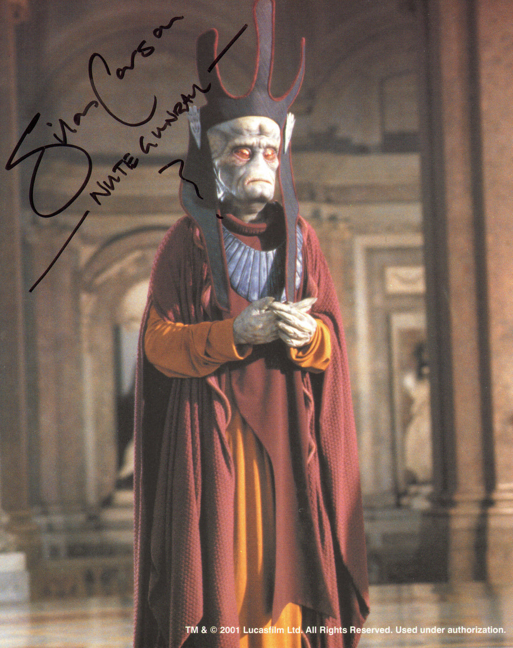 Silas Carson as Nute Gunray in Star Wars Episode I: The Phantom Menace Signed 8x10 Photo with Character Name
