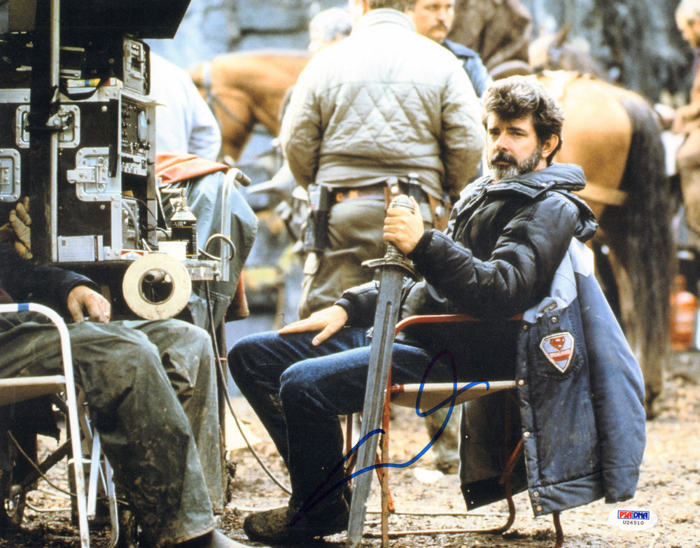 George Lucas Director Behind the Scenes of Willow (PSA) Signed 11x14 Photo