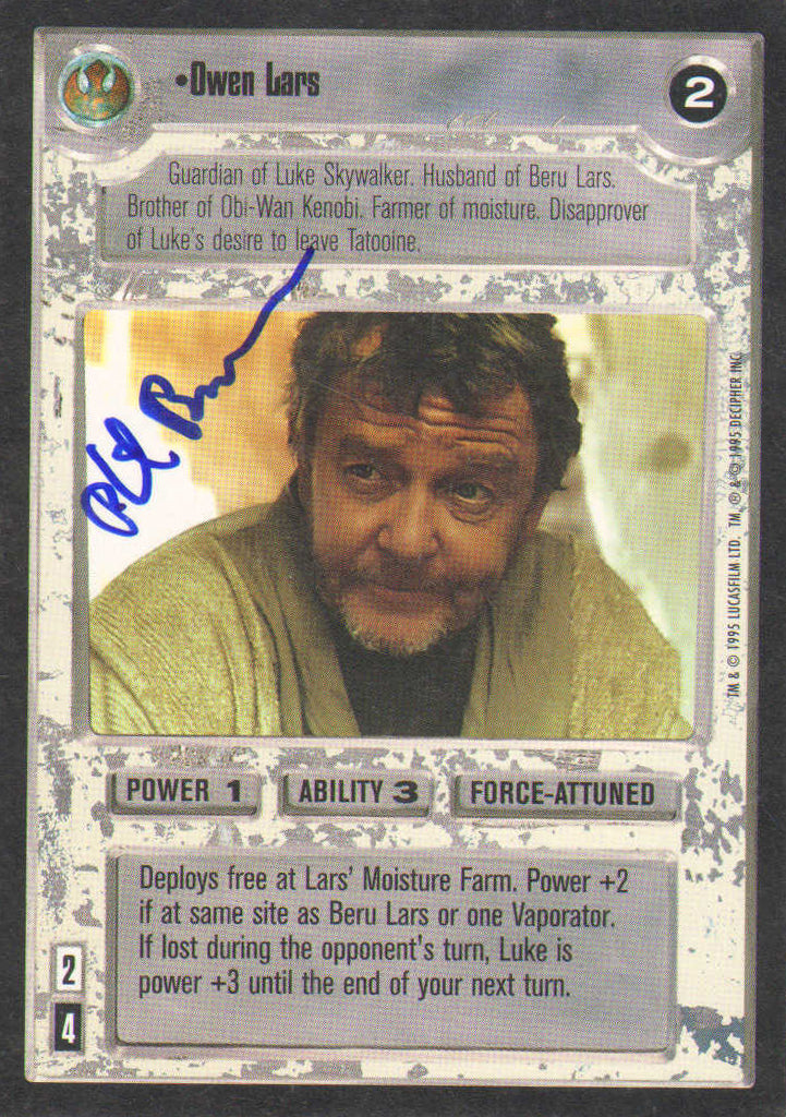 Phil Brown as Uncle Owen in Star Wars: A New Hope Signed Trading Card