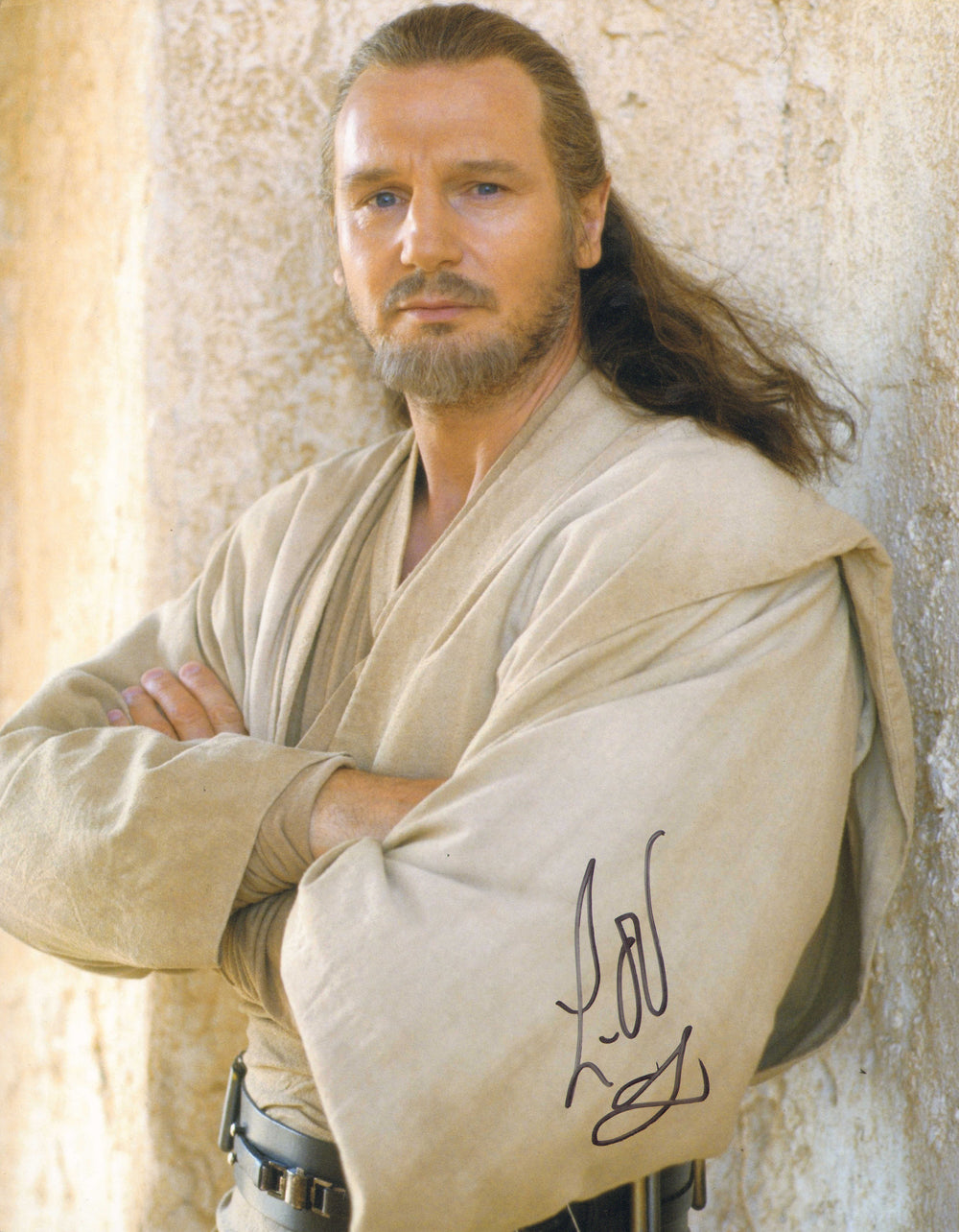 Liam Neeson as Qui-Gon Jinn from Star Wars Episode I: The Phantom Menace Signed (K9) 11x14 Photo