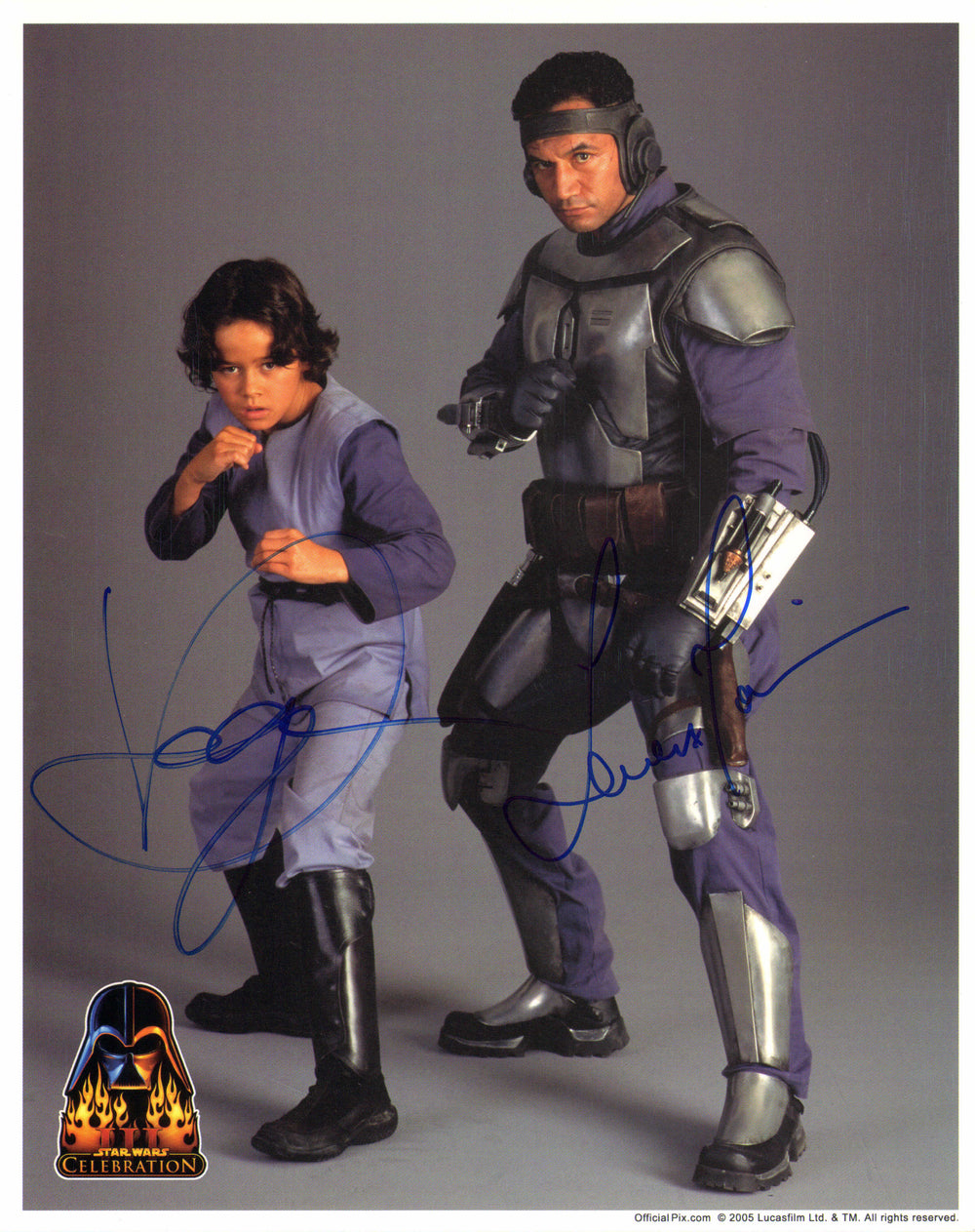 Temuera Morrison as Jango Fett & Daniel Logan as Boba Fett Star Wars Episode II: Attack of the Clones (Official Pix Celebration) Signed 8x10 Photo