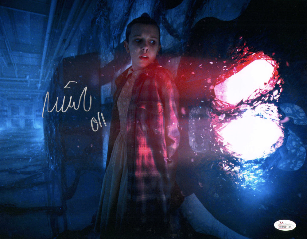 Millie Bobby Brown as Eleven in Stranger Things (JSA) Signed 11x14 Photo with Character Name