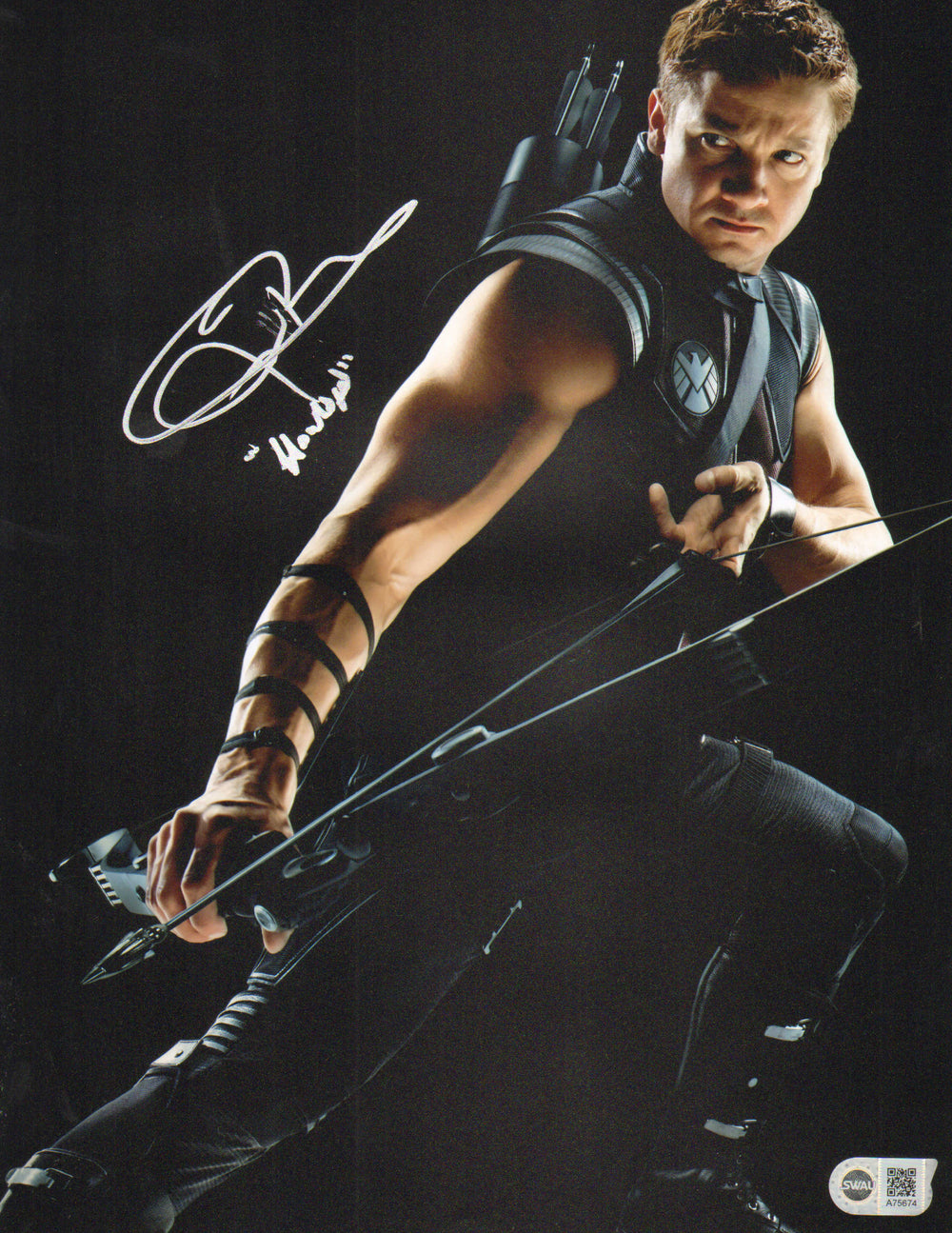 Jeremy Renner as Hawkeye in The Avengers Promotional Photo (SWAU) Signed 11x14 Photo with Character Name