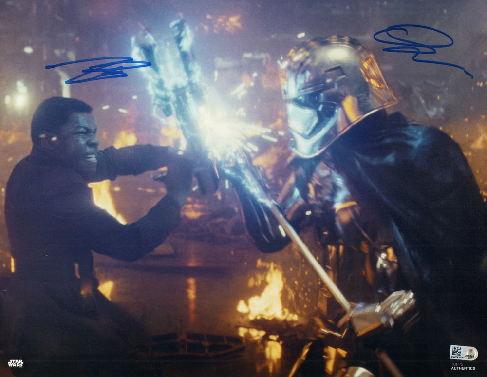 John Boyega as Finn vs. Gwendoline Christie as Captain Phasma in Star Wars: The Last Jedi (Topps Star Wars Authentics) Signed 11x14 Photo