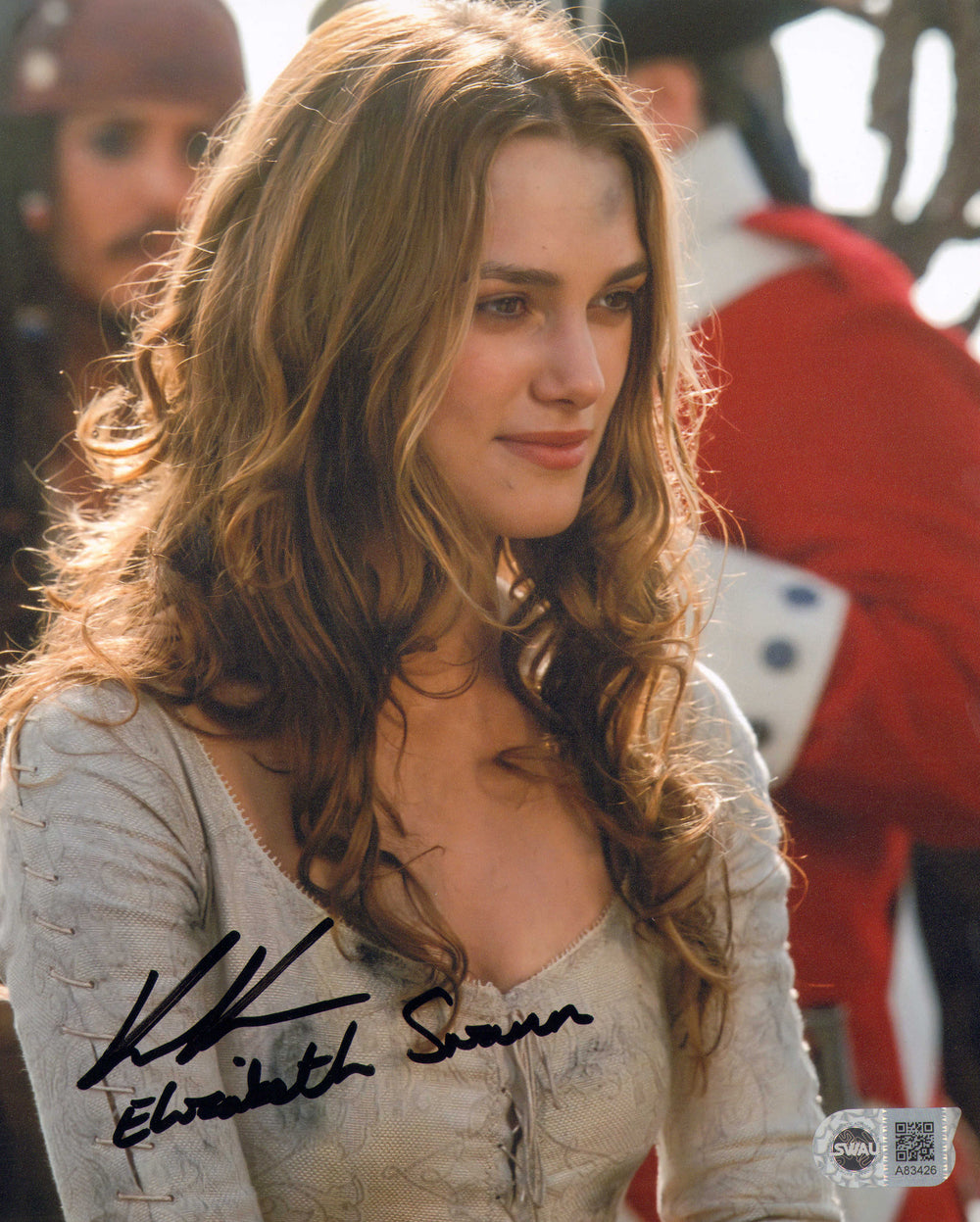 Keira Knightley as Elizabeth Swann in Pirates of the Caribbean: The Curse of the Black Pearl (SWAU) Signed 8x10 Photo with Character Name