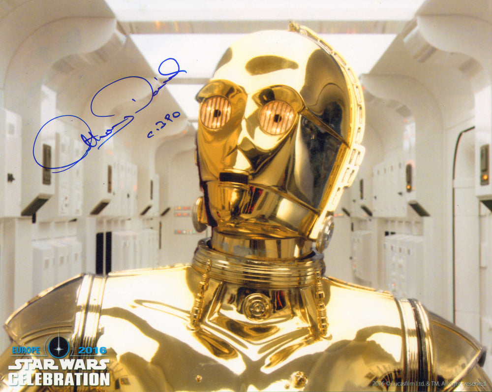 Anthony Daniels as C-3PO in Star Wars: A New Hope (Official Pix Star Wars Celebration) Signed 8x10 Photo with Character Name
