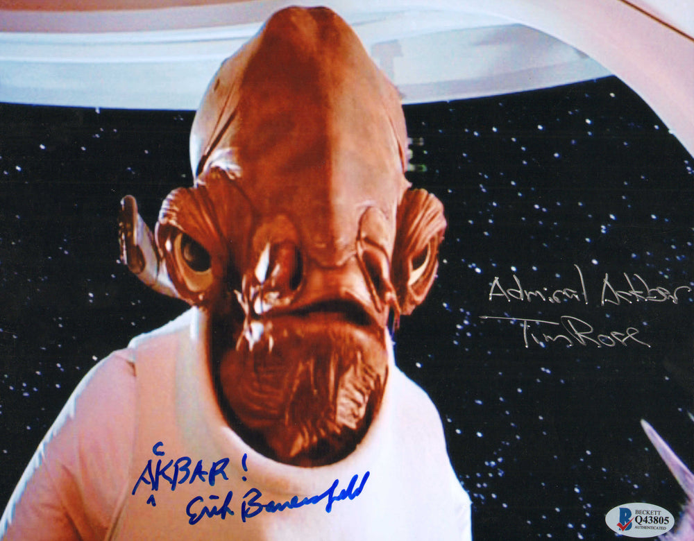 Erik Bauersfeld & Tim Rose as Admiral Ackbar in Star Wars: Return of the Jedi (Beckett) Signed 8x10 Photo with Character Name & Quote