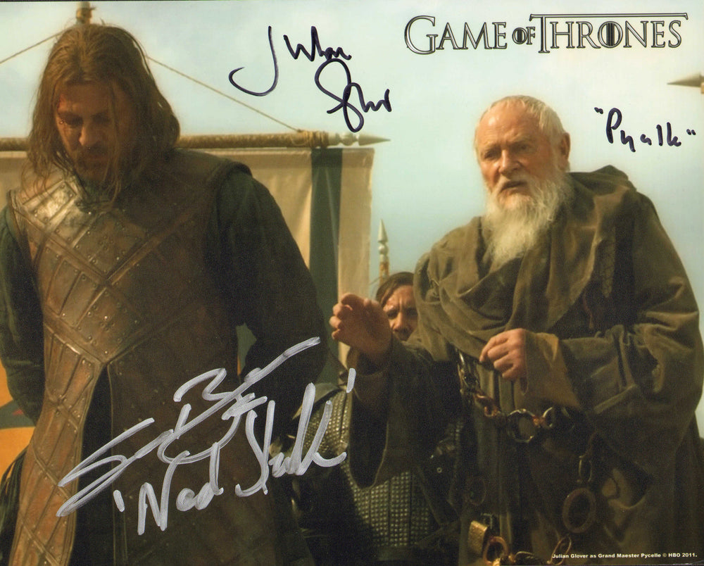 Sean Bean as Eddard Stark & Julian Glover as Grand Master Pycelle in Game of Thrones Signed 8x10 Photo with Character Names