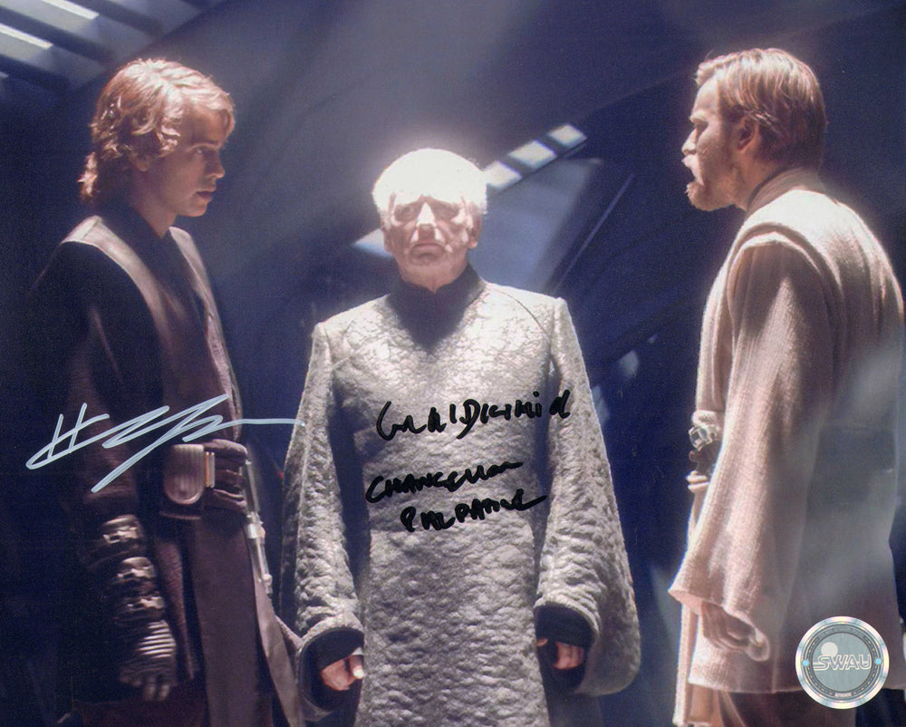 Ian McDiarmid as Supreme Chancellor Palpatine & Hayden Christensen as Anakin Skywalker in Star Wars Episode III: Revenge of the Sith (SWAU) Signed 8x10 Photo with Character Name