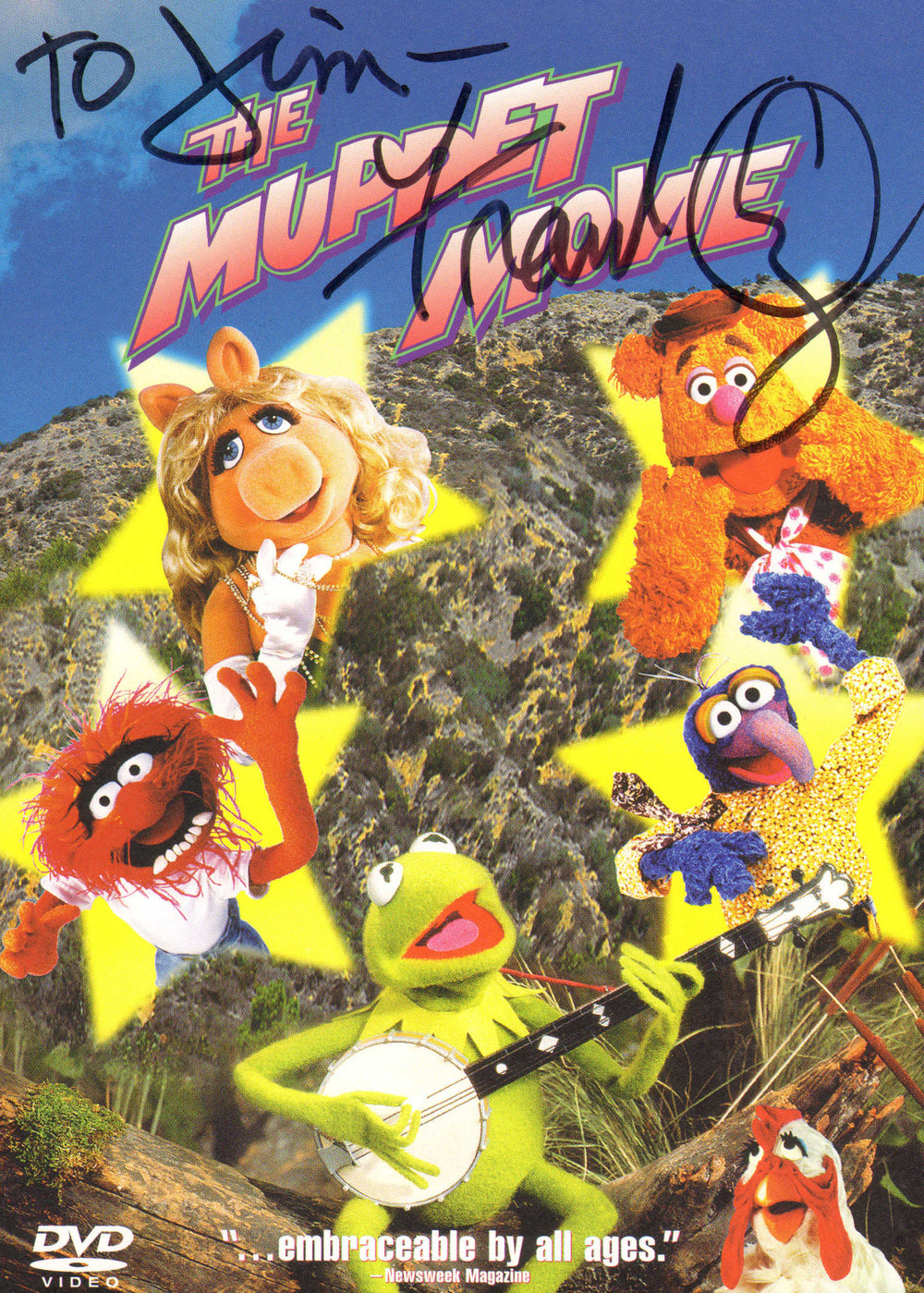 Frank Oz as Miss Piggy, Fozzie Bear, Animal, Sam Eagle and Marvin Suggs in The Muppet Movie Signed DVD Cover