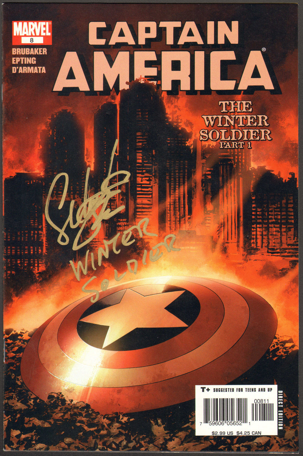 Sebastian Stan as Bucky Barnes / Winter Soldier in Captain America: The Winter Soldier Signed Comic Book with Character Name
